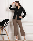 Women Brown Mid Rise Bootcut Trousers