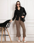 Women Brown Mid Rise Bootcut Trousers