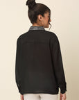 CINK Black Spread Collar Casual Buttoned Top