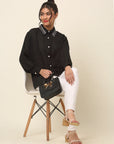 CINK Black Spread Collar Casual Buttoned Top