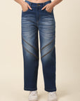 Women Blue Heavy Fade Crinkle Effect Stretchable Cotton Jeans