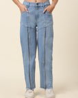 Women Blue Mid-Rise Stretchable Cotton Jeans