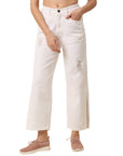 Women White Ripped Stretchable Jeans