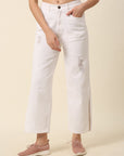 Women White Ripped Stretchable Jeans