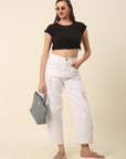 Women White Ripped Stretchable Jeans