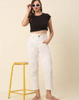Women White Stretchable Regular Fit Mid-Rise Cotton Jeans