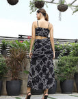 Printed Shoulder Strap Neck Top With Skirt Co-Ord Set black