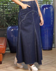 Blue A-Line Maxi Denim Skirt