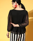 Black Geometric Indie Gal Top