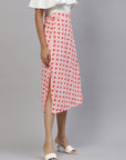 CINK Women Peach-coloured Orange Polka Dots A-Line Midi Skirt