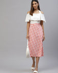 CINK Women Peach-coloured Orange Polka Dots A-Line Midi Skirt