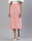 CINK Women Peach-coloured Orange Polka Dots A-Line Midi Skirt