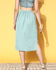 CINK Gorgeous Green Solid Roman Column Skirt