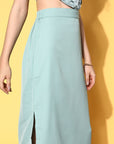 CINK Gorgeous Green Solid Roman Column Skirt