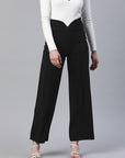 Women Black Solid Trousers