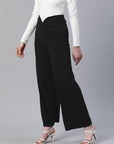 Women Black Solid Trousers