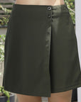 Solid Front-Flat Mini Skorts olive