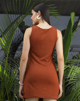 Sleeveless designs square neckline dress Brown