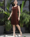 Round Neck Sleeveless Dress brown