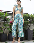 Printed Top With Trousers Co-Ord Set blue