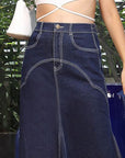 Blue A-Line Maxi Denim Skirt