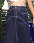 Blue A-Line Maxi Denim Skirt