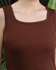 Round Neck Sleeveless Dress brown