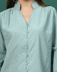 Women Opaque Striped Casual Buttoned Top