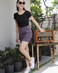 Solid A-Line Mini Skirt purple