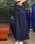 Blue A-Line Maxi Denim Skirt