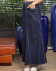 Blue A-Line Maxi Denim Skirt