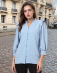 Blue Solid Regular Cotton top