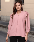 Pink Solid Regular Cotton top