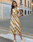 Women Tie and Dye Printed A-Line Midi Dress