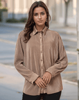 Women Spread Collar Casual Buttoned Top