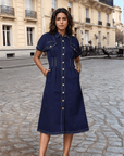 Shirt Collar Midi Dress