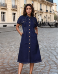 Shirt Collar Midi Dress