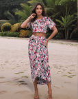 Pink Printed top with Skirt Co-Ords set