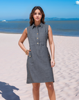 Grey Solid Shirt Collar Dress