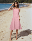 Solid Peach Shoulder straps Dress