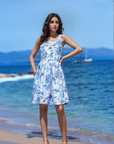 Blue Geometric Print Dress