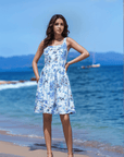 Blue Geometric Print Dress