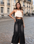Denim Straight Maxi Skirt