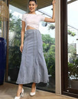 A-Line Maxi Skirt light-blue - CINK