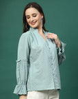 Women Opaque Striped Casual Buttoned Top