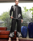 Shirt Collar Embroidered Cotton Shirt With Trousers Co-Ords Set black