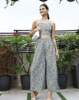 Shoulder Strap Printed Top With Palazzo Co-Ord Set multi