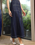 A-Line Mid Rise Maxi Skirts blue - CINK
