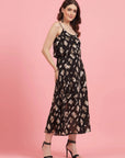 Abstract Printed Shoulder Straps A-Line Dress