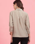 Grey Opaque Casual Buttoned Top